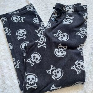 Skulls & Bones Black & gray fleece PJ loungewear Medium Cozy Goth Unisex